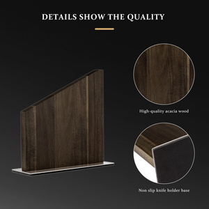 Portacoltelli in Legno di Acacia Naturale con Acciaio Inossidabile, Magnetico, Ecologico, Durevole, Set da 7 Pezzi, Blocchi da Cucina in Legno, Borse Arrotolabili - Product Image 5