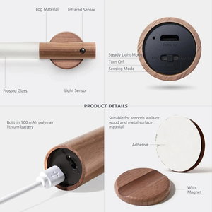 Wholesale LED USB <b>Wireless</b> Wood Stick Night Light Motion Sensor Wall <b>Lamp</b> Corridor Cabinet Decor Home - Product Image 5