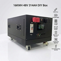 Boîtier de batterie LiFePO4 DIY 314AH 16S RV 15KWH avec écran LCD 4,3' 48V, kit de stockage de batterie au lithium, boîtier de batterie BMS JK V19 280AH