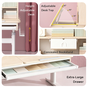 Juego Moderno de <span class=keywords><strong>Escritorio</strong></span> y Silla de Madera para Niños, Ergonómico y de Altura Ajustable, para Dormitorio, Oficina en Casa y Aprendizaje Infantil - Product Image 2