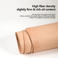 Cuir de vachette pleine fleur tanné végétal naturel, 1 pied carré, pré-découpé, fait main, pour artisanat DIY