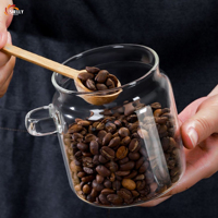 Pot de rangement pour café en verre borosilicate XL, résistant à la chaleur, épaissi, anti-humidité, avec cuillère, plusieurs tailles
