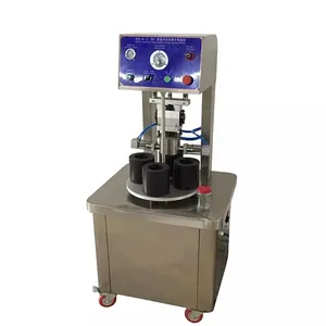 BZX-65 Semi automatic vacuum four station Tinning capping Chili sauce and paste glass bottle capping sealing machine