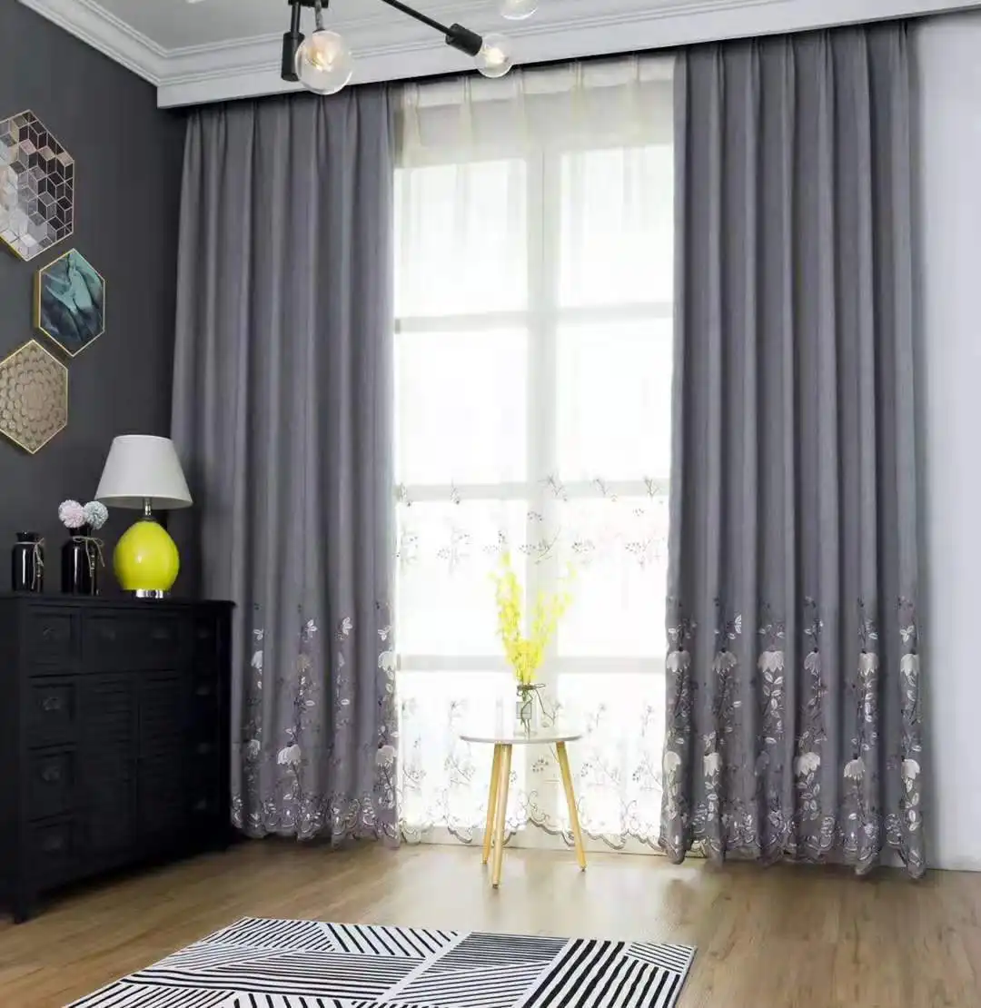 Led Vorhang Latest 2022 Simple Grey Living Room Customized Black Out Ready Made Embroidery Curtains Design