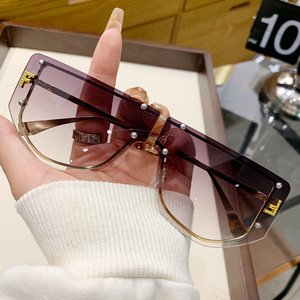 F Brand Fashionable <b>Oversized</b> Metal <b>Sunglasses</b> UV400 Protection Unisex Style - Product Image 3