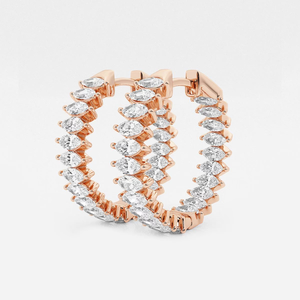 Boucles d'oreilles créoles 3 carats en diamant de laboratoire taille marquise, élégantes et étincelantes, bijoux fins de luxe, cadeau minimaliste pour femme - Product Image 2