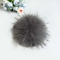Pompon en fausse fourrure de renard artificielle de 15 cm avec bande élastique