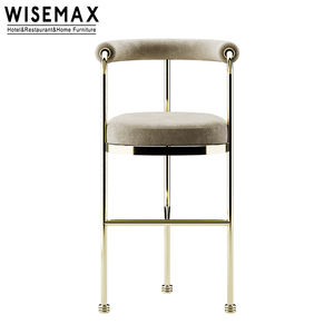 Chaise <span class=keywords><strong>de</strong></span> <span class=keywords><strong>bar</strong></span> haute en tissu velours <span class=keywords><strong>avec</strong></span> <span class=keywords><strong>accoudoir</strong></span>, meuble d'hôtel <span class=keywords><strong>de</strong></span> luxe, chaise <span class=keywords><strong>de</strong></span> <span class=keywords><strong>bar</strong></span>, dossier en métal doré, bon marché, 2 pièces - Product Image 2