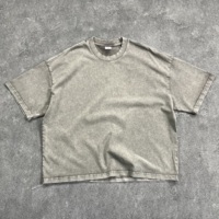 Kaos Crop Boxy Terbaru Vintage Batik Acid Wash 275gsm Heavyweight Oversized Baggy Pria Dengan Logo Kustom