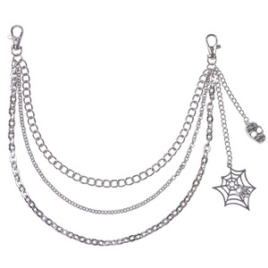 โซ่คล้องกางเกงโลหะลายหัวกะโหลกหลายชั้น ดีไซน์ใยแมงมุมแบบกอธิค ทำจากโลหะผสมสังกะสี สำหรับใส่ในชีวิตประจำวัน สไตล์ฮิปฮอป - Product Image 5