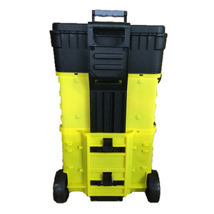 Hộp công cụ di động có thể xếp chồng lên nhau với tay cầm gấp thoải mái và Khay lưu trữ có thể tháo rời màu đen/vàng trên bánh xe để hiển thị - Product Image 4