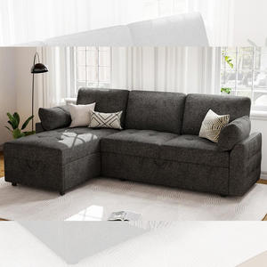 PZCN HOME Ensemble de canapés modulaires de luxe en forme de L canapé-lit convertible beige avec chaise de rangement - Product Image 1