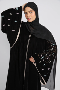 Abaya noire musulmane LEDUO, nouvelle mode, broderie personnalisée, manches évasées, robe musulmane pour femmes. - Product Image 2