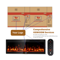 Cheminée électrique murale encastrée moderne de 50, 60 et 72 pouces avec application, effet flamme décoratif super grand format