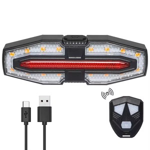 USB şarj edilebilir plastik bisiklet LED ön arka işık seti su geçirmez uzaktan kumanda dönüş sinyali akülü - Product Image 1