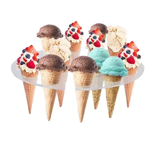 Affichage acrylique rond de support de cône de crème glacée pour la vente au détail