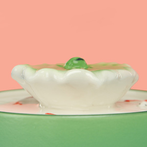 Fontaine à eau pour chat de style feuille de lotus, en céramique, à circulation automatique, chauffante, à température constante, pour animaux de compagnie, à poser sur le bureau - Product Image 3