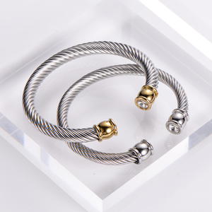 Bracciali a Fascia Intrecciata in Acciaio Inossidabile Placcato Oro <span class=keywords><strong>con</strong></span> Zirconi Cubici Classici Antiossidanti per Gioielli da Uomo - Product Image 6