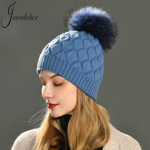 2024 <strong>Fluffy</strong> Big Real Fur Pom Pom Ball Beanie Double Layer Luxury Women Winter Ski Wholesale Wool Cashmere Knitted Beanie <strong>Hat</strong> - Product Image 1