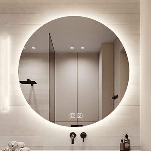 Specchio LED da <span class=keywords><strong>Bagno</strong></span> Rotondo Senza Cornice CF 60cm-110cm, Dimensioni Personalizzabili, <span class=keywords><strong>Lampada</strong></span> Decorativa da Parete con Illuminazione Intelligente - Product Image 2