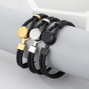 2024 New Design Wholesale Custom Stainless Steel Engraving Braided Leather Bracelet <b>for</b> <b>Men</b> Women - Product Image 4