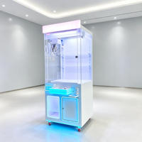 Mesin Cakar Mainan Hadiah Mini Berlampu LED Neon Warna-warni Terlaris, Dioperasikan dengan Koin, Peralatan Permainan Arcade