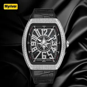 Myriver Unieke Mode Mannelijke Quartz Horloge Exclusieve Lederen Band Water Weerstaan Rechthoek Ijskoud Zakelijk Horloge Ontwerp Voor De Mens