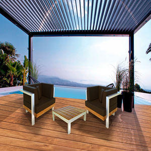 Pergola avec colonnes, auvent de terrasse, rideaux latéraux rétractables en PVC avec fermeture éclair en aluminium - Product Image 1