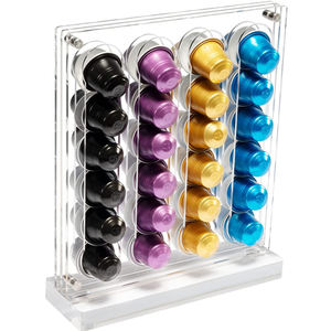 Support pour capsules de café <span class=keywords><strong>Nespresso</strong></span> Boîte de rangement en acrylique transparent pour 40 dosettes, bonbons et sachets de thé, distributeur de comptoir - Product Image 1