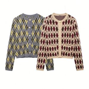 Suéteres Femininos 2024: Nova Moda Casual, Jaqueta de Tricô com Diamantes, Blusas de Tricô, Roupas de Outono para Mulheres - Product Image 1