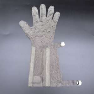 Guantes anticorte de malla metálica de 8cm, 15cm, 20cm con puño largo para carnicería e industria alimentaria, de acero inoxidable - Product Image 4