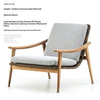 Ensemble de salon de jardin moderne et confortable en teck et rotin, avec canapé et table trois pièces, pour balcon et terrasse