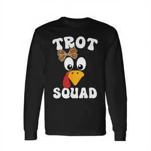 T-shirt à manches longues unisexe pour adulte, col rond, imprimé numérique, motif léopard et nœud, pour l'événement Thanksgiving Turkey Trot Squad, idéal pour la marche et la course - Product Image 3