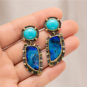 Orecchini a Goccia con Motivo Onde Blu Oceano per Donne, Orecchini Pendenti Creativi a Forma d'Onda, Gioielli Eleganti e alla Moda - Product Image 2