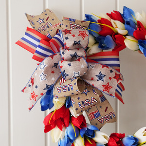 Independence Day USA National Day Party Celebration <b>Decor</b> <b>Wreath</b> 30cm Cloth Plastic Modern Wall Hanging Outdoor Door - Product Image 3