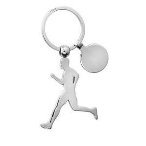 Porte-clés Runner 45 h 55 mm RACING avec logo personnalisé, en PVC souple et cuir, porte-clés en métal avec logo personnalisé - Product Image 1