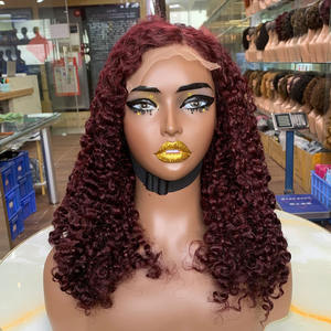 Peluca Rizada Birmana Rubia 99J de 18 Pulgadas 5x5, Cabello Humano 100%, Color Vívido, Estilo Rizado Largo y Glamuroso de Alto Impacto - Product Image 1