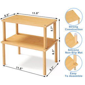 Two Piece Bamboo <b>Kitchen</b> Storage <b>Rack</b> Stackable Expandable Spice Shelf Minimalist Design Countertop Organizer - Product Image 5