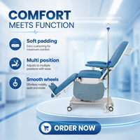 Fauteuil de dialyse électrique réglable Hochey Medical, fauteuil inclinable pour patient à 3 fonctions avec support IV amovible et table latérale