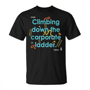 T-shirt « Climbing Down The Corporate Ladder » noir pour adulte, unisexe, promotionnel - Product Image 2