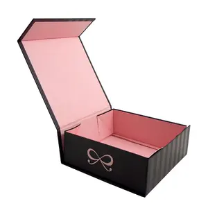 Custom Luxury ECO Friendly Foldable Gift Storage Neutral Magnetic Box Packaging Black Small Flip Magnetic Gift Box With Logo