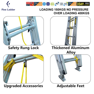 Thang nhôm 2 đoạn, hai thang cứu hỏa kéo dài 16m, thang gấp đa năng - Product Image 2