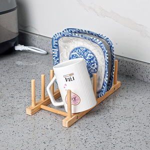 Natural bamboo dish <b>rack</b>, bamboo drainer, <b>plate</b> <b>rack</b>, bowl <b>rack</b>, kitchen storage <b>rack</b>, multi-functional storage <b>rack</b>, cup <b>rack</b> - Product Image 2
