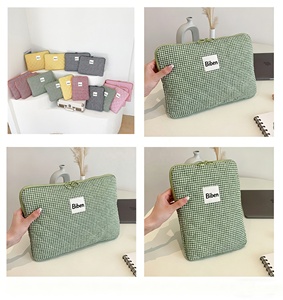 Housse de protection matelassée en coton <span class=keywords><strong>à</strong></span> carreaux personnalisée antichoc de haute qualité avec fermeture éclair pour ordinateurs portables - Product Image 3