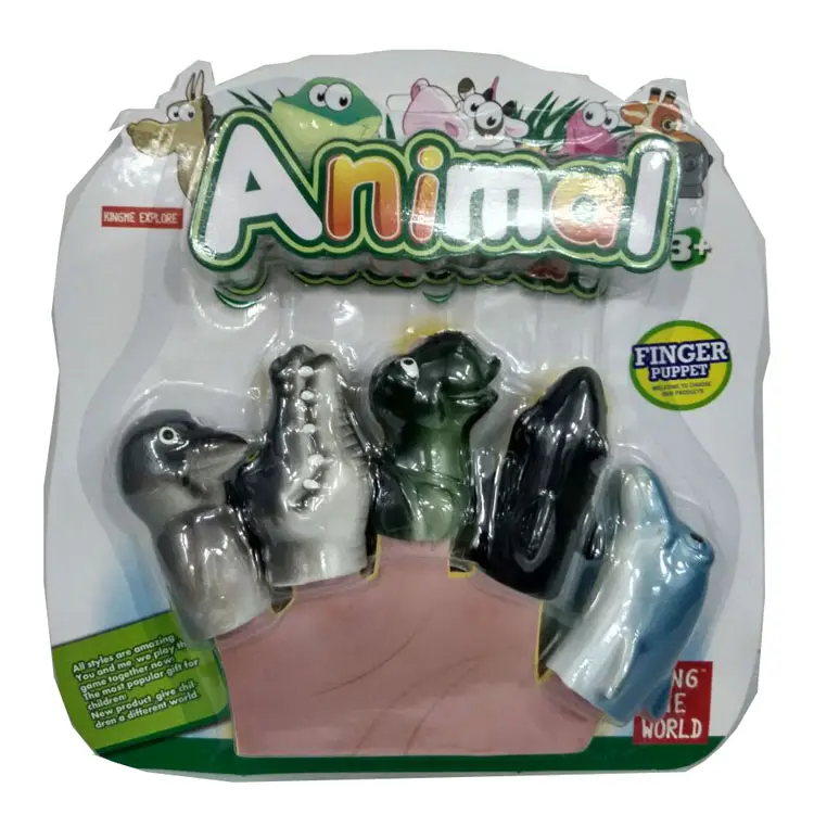 Schönes Gummi-Spielzeug günstiges Karikatur-Ozean-Tier-Finger-Puppen-Set