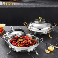 Kommerzielles Hotel Buffet Golden Silver Restaurant Party Runde Speisen wärmer Set Edelstahl Chafing Dish