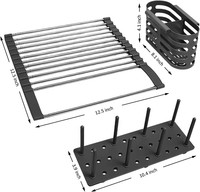 Produits Tendances 2026 Nouveautés Égouttoir à Vaisselle Extensible Enroulable jusqu'à 23'' avec 2 Supports à Ustensiles