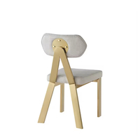 Nouvelle Chaise de Salle à Manger en Acier Inoxydable Doré Titane, Design Innovant, Dossier Triangulaire, Revêtement en Tissu Lin, Chaise d'Appoint pour Villa