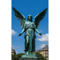 Statue d'ange en bronze grandeur nature avec grandes ailes, sculpture religieuse, moulage personnalisé, décoration extérieure pour jardin, cimetière, église