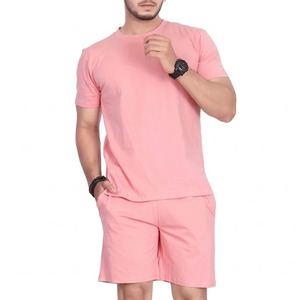 Ensemble T-shirt et short pour homme, design personnalisé, vente en gros, respirant, couleur unie, en coton, prix bas - Product Image 3